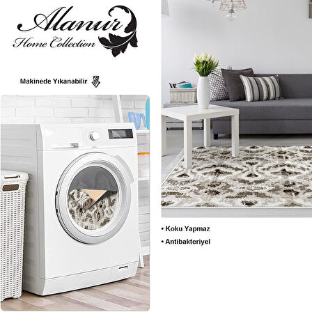 Dekoreko Kaymaz Taban Djt Salon Halısı Yıldız Deri Saçaklı İskandinav F5136