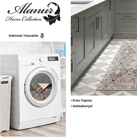 Dekoreko Kaymaz Taban Djt Mutfak Halısı Yıldız Deri Modern 659M