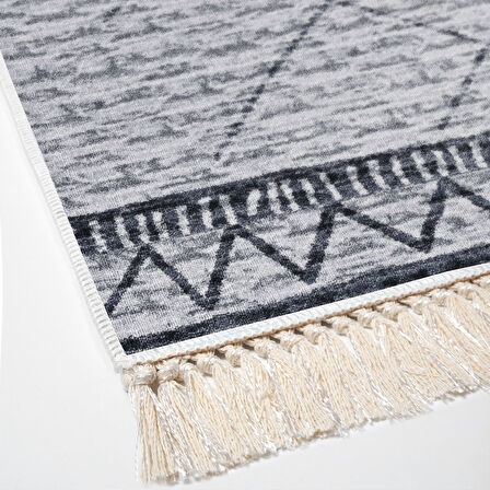 Dekoreko Kaymaz Taban Djt Mutfak Halısı Yıldız Deri Saçaklı İskandinav F5081