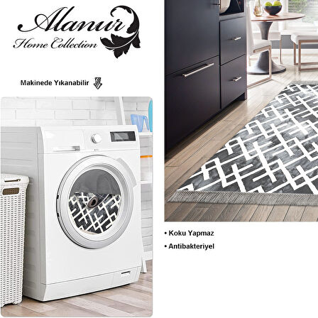 Dekoreko Kaymaz Taban Djt Mutfak Halısı Star Pamuk Saçaklı İskandinav S5039