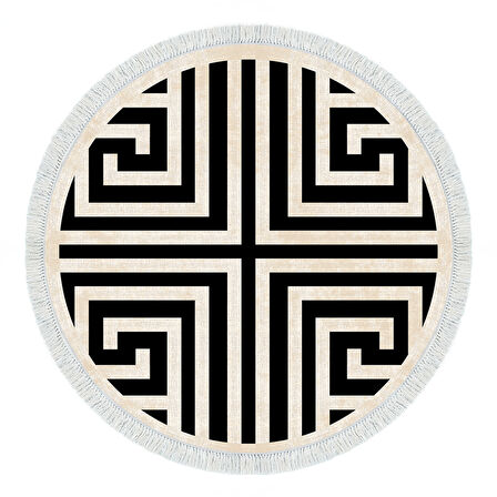 Dekoreko Kaymaz Taban Djt Salon Halısı Star Pamuk Saçaklı Yuvarlak Modern 658M