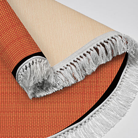 Alanur Home Kaymaz Taban Djt Banyo Mutfak Salon Halı Yıldız Deri Saçaklı Yuvarlak Dokuma Desen E5007