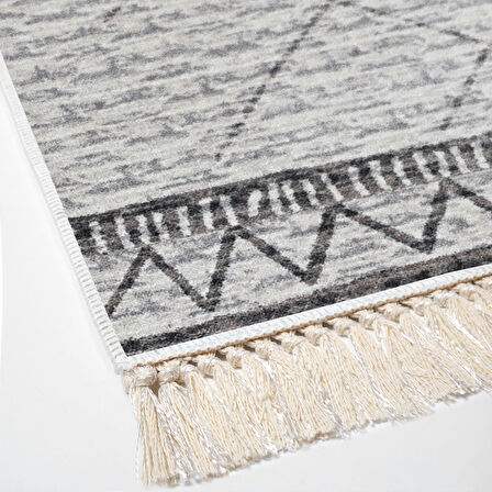 Dekoreko Kaymaz Taban Djt Mutfak Halısı Yıldız Deri Saçaklı İskandinav F5081