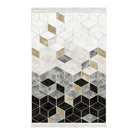 Dekoreko Kaymaz Taban Djt Salon Halısı Yıldız Deri Saçaklı İskandinav 2146M