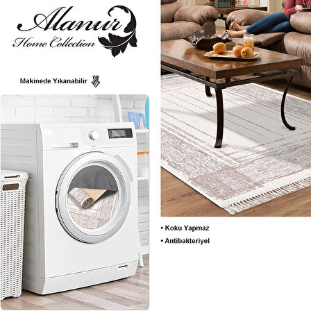 Dekoreko Kaymaz Taban Djt Salon Halısı Yıldız Deri Saçaklı Modern M5076