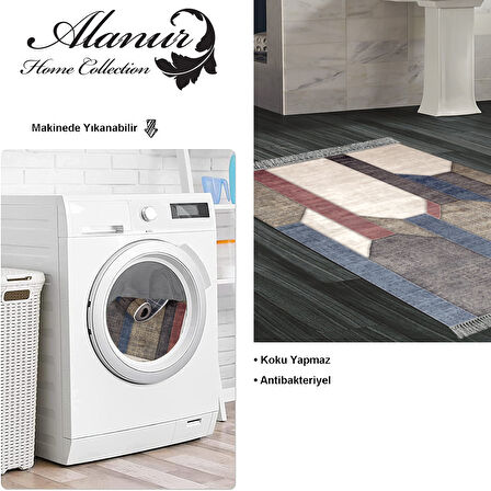 Dekoreko Kaymaz Taban Djt Banyo Halısı Star Pamuk Saçaklı Modern S6505