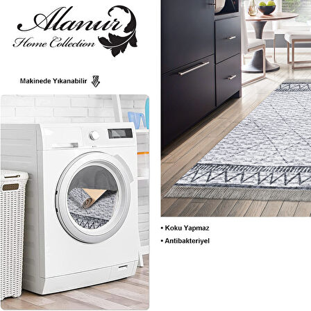 Dekoreko Kaymaz Taban Djt Mutfak Halısı Yıldız Deri Saçaklı İskandinav F5081