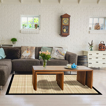 Alanur Home Kaymaz Taban Djt Banyo Mutfak Salon Halı Yıldız Deri Dokuma Desen E5007