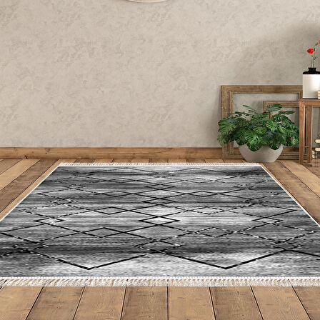 Dekoreko Kaymaz Taban Djt Salon Halısı Trend Saçaklı Modern M5006