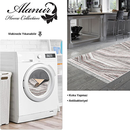 Dekoreko Kaymaz Taban Djt Mutfak Halısı Yıldız Deri Saçaklı Modern 1252