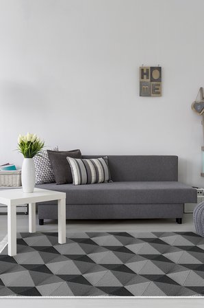 Kaymaz Dijital Mutfak & Salon Halı Star Pamuk Saçaklı Geometrik E5010