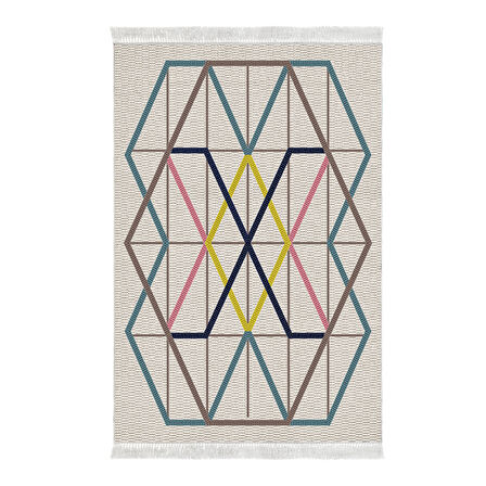 Dekoreko Kaymaz Taban Djt Banyo Halısı Yıldız Deri Saçaklı Modern P1525