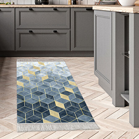 Dekoreko Kaymaz Taban Djt Mutfak Halısı Star Pamuk Saçaklı İskandinav 2146M