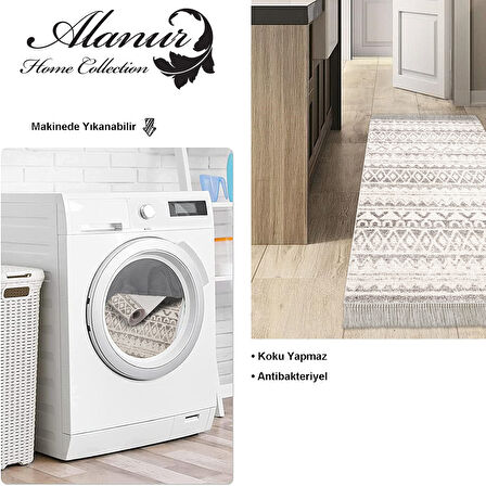 Dekoreko Kaymaz Taban Djt Mutfak Halısı Trend Saçaklı İskandinav F5078