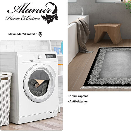 Dekoreko Kaymaz Taban Djt Banyo Halısı Yıldız Deri Saçaklı Modern 1674