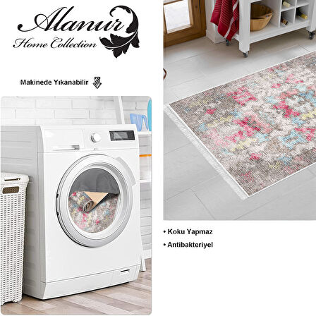 Dekoreko Kaymaz Taban Djt Mutfak Halısı Yıldız Deri Saçaklı Modern F5138