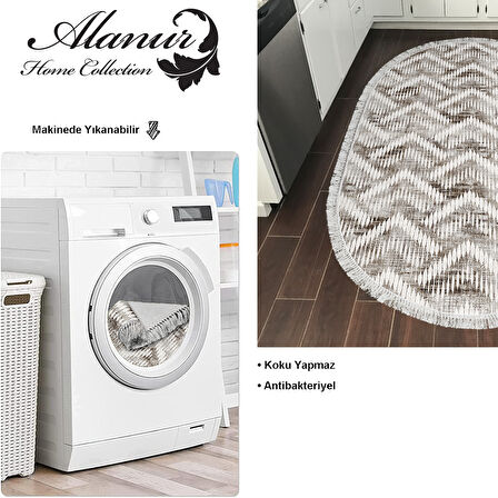 Dekoreko Kaymaz Taban Djt Mutfak Halısı Trend Saçaklı Oval İskandinav F5124