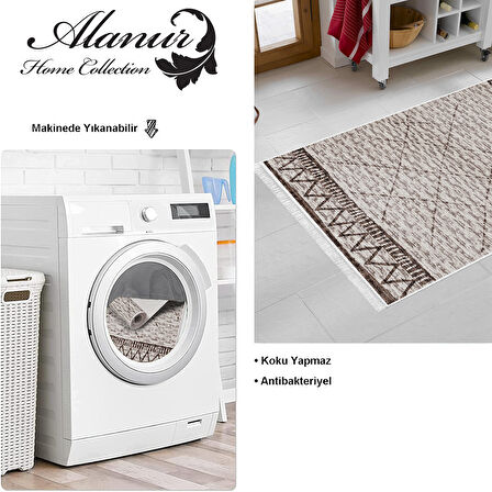 Dekoreko Kaymaz Taban Djt Mutfak Halısı Trend Saçaklı İskandinav F5081