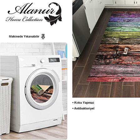 Dekoreko Kaymaz Taban Djt Mutfak Halısı Yıldız Deri Modern Mu136