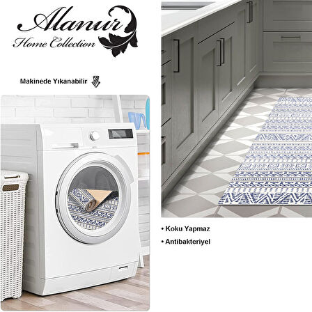 Dekoreko Kaymaz Taban Djt Mutfak Halısı Yıldız Deri İskandinav F5082