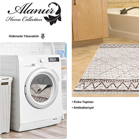 Dekoreko Kaymaz Taban Djt Banyo Halısı Trend Saçaklı İskandinav F5081