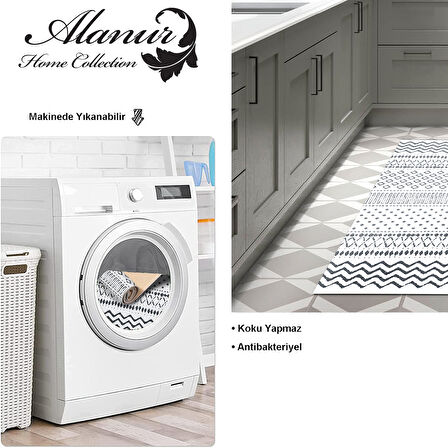 Dekoreko Kaymaz Taban Djt Mutfak Halısı Yıldız Deri İskandinav F5086