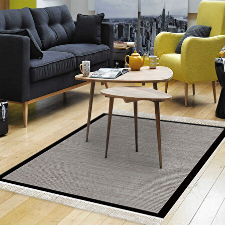 Alanur Home Kaymaz Taban Djt Banyo Mutfak Salon Halı  Trend Saçaklı Dokuma Desen E5001
