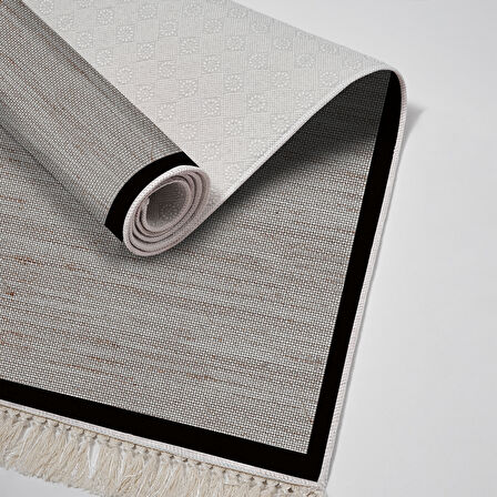 Alanur Home Kaymaz Taban Djt Banyo Mutfak Salon Halı  Trend Saçaklı Dokuma Desen E5001