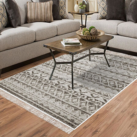 Dekoreko Kaymaz Taban Djt Salon Halısı Star Pamuk Saçaklı İskandinav F5078