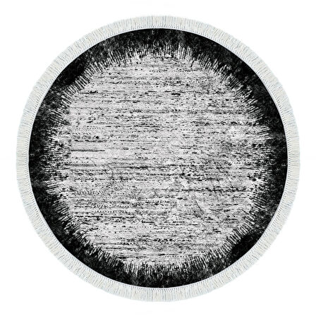 Dekoreko Kaymaz Taban Djt Salon Halısı Yıldız Deri Saçaklı Yuvarlak Modern 1342