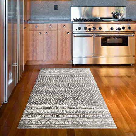 Dekoreko Kaymaz Taban Djt Mutfak Halısı Yıldız Deri İskandinav F5087