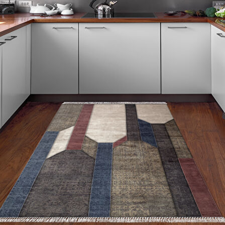 Dekoreko Kaymaz Taban Djt Mutfak Halısı Star Pamuk Saçaklı Modern S6505