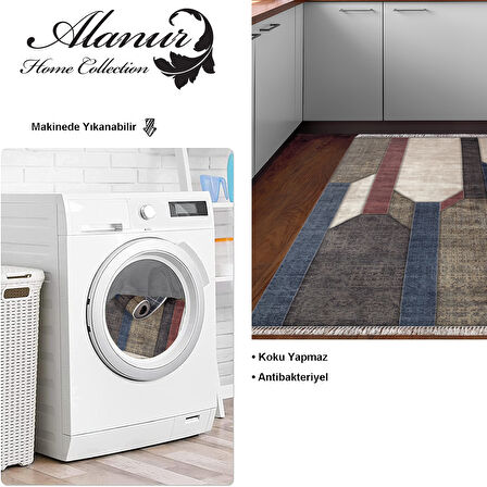 Dekoreko Kaymaz Taban Djt Mutfak Halısı Star Pamuk Saçaklı Modern S6505