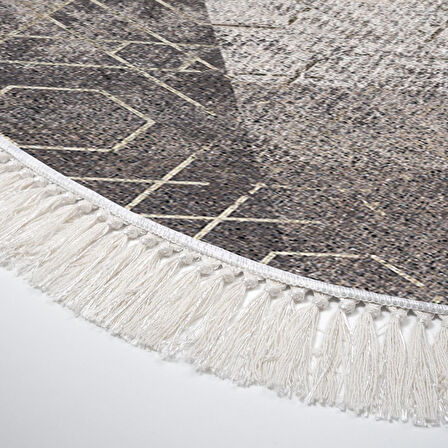 Dekoreko Kaymaz Taban Djt Salon Halısı Star Pamuk Saçaklı Oval İskandinav F5132