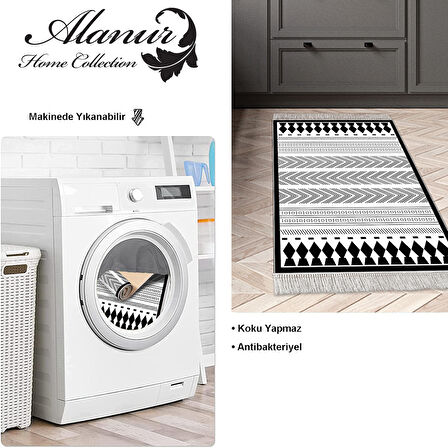 Dekoreko Kaymaz Taban Djt Mutfak Halısı Yıldız Deri Saçaklı İskandinav M1273