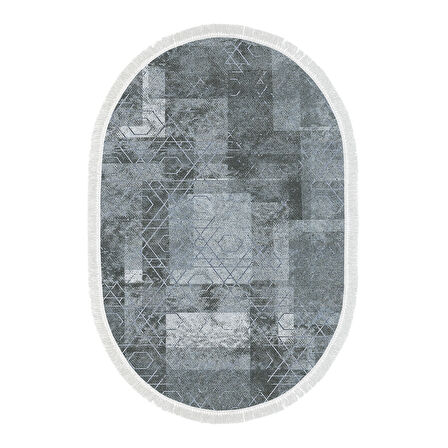 Dekoreko Kaymaz Taban Djt Banyo Halısı Yıldız Deri Saçaklı Oval İskandinav F5132