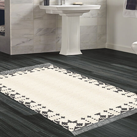 Dekoreko Kaymaz Taban Djt Banyo Halısı Trend Saçaklı Modern 1945