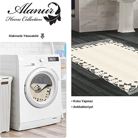 Dekoreko Kaymaz Taban Djt Banyo Halısı Trend Saçaklı Modern 1945