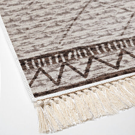 Dekoreko Kaymaz Taban Djt Salon Halısı Trend Saçaklı İskandinav F5081