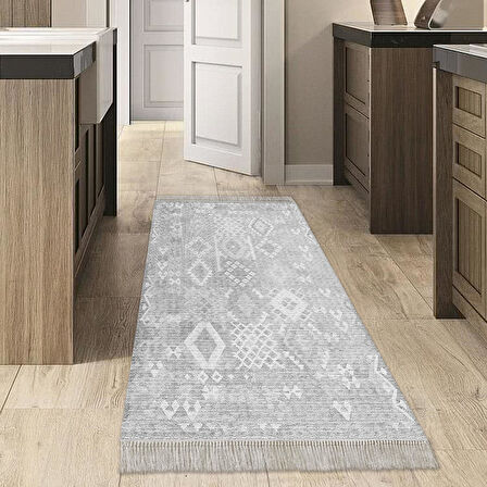 Dekoreko Kaymaz Taban Djt Mutfak Halısı Star Pamuk Saçaklı İskandinav F5137