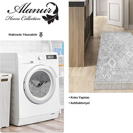 Dekoreko Kaymaz Taban Djt Mutfak Halısı Star Pamuk Saçaklı İskandinav F5137