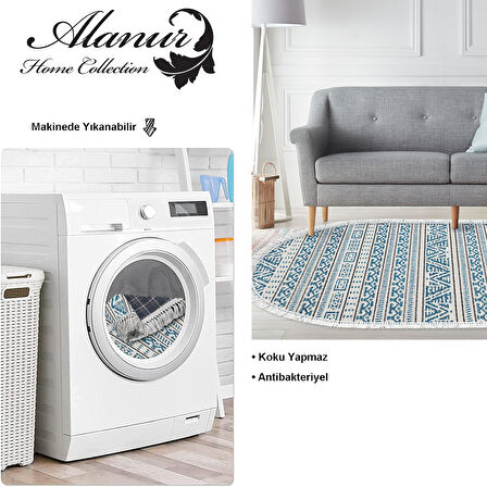 Dekoreko Kaymaz Taban Djt Salon Halısı Star Pamuk Saçaklı Oval İskandinav F5082