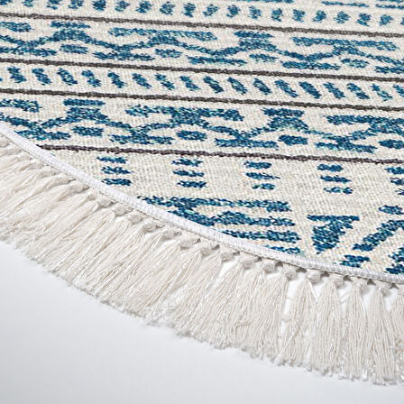 Dekoreko Kaymaz Taban Djt Salon Halısı Star Pamuk Saçaklı Oval İskandinav F5082