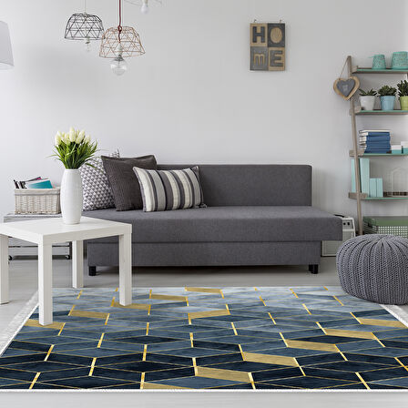 Dekoreko Kaymaz Taban Djt Salon Halısı Yıldız Deri Saçaklı İskandinav 2146M