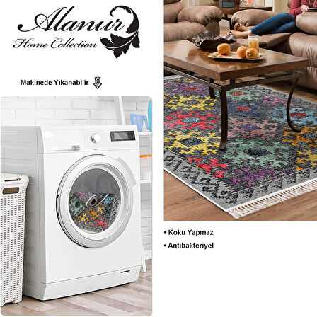 Dekoreko Kaymaz Taban Djt Salon Halısı Star Pamuk Saçaklı İskandinav F5008