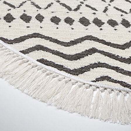 Dekoreko Kaymaz Taban Djt Salon Halısı Trend Saçaklı Oval İskandinav F5086