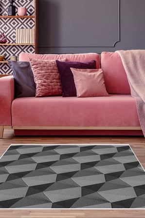 Kaymaz Dijital Mutfak & Salon Halı Star Pamuk Geometrik E5010