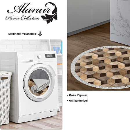 Dekoreko Kaymaz Taban Djt Mutfak Halısı Trend Saçaklı Yuvarlak Modern 1926