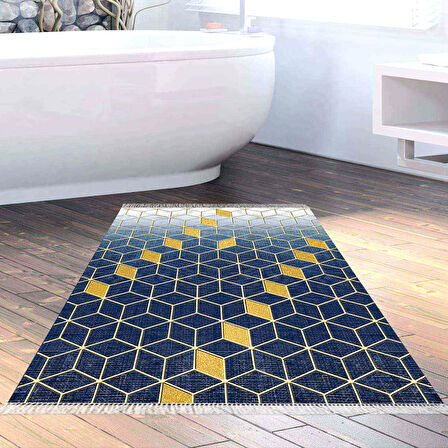 Dekoreko Kaymaz Taban Djt Banyo Halısı Trend Saçaklı Modern 719