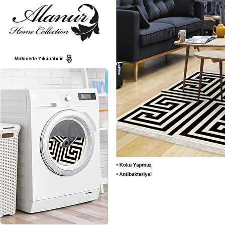 Dekoreko Kaymaz Taban Djt Salon Halısı Star Pamuk Saçaklı Modern 658M